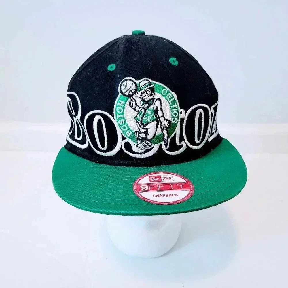 Boston Celtics New Era Baseball Hat NWT Snapback Black Green Embroidered 9Fifty